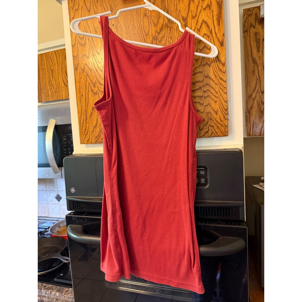 Time and Tru Womens XL Red Rum Ribbed Scoop Neck Tank Top TTL18120 Cotton Blend - Picture 3 of 3